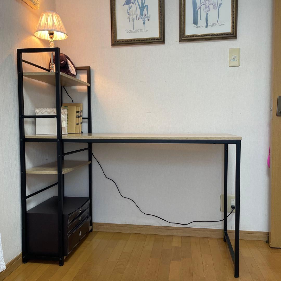 シンプルパソコンデスク　黒・ナチュラル