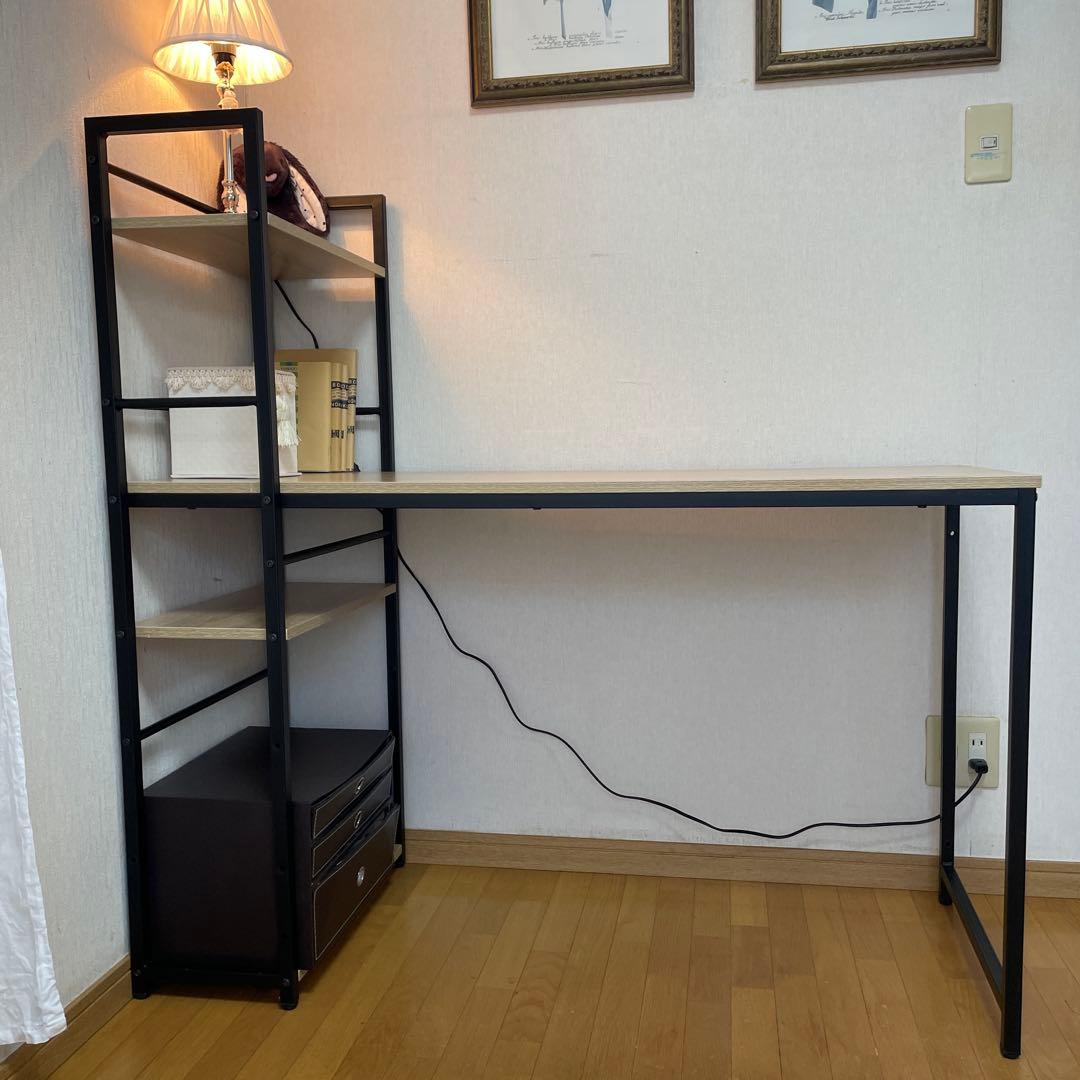 シンプルパソコンデスク　黒・ナチュラル