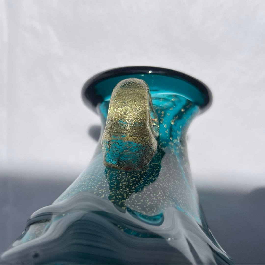 津軽びいどろ　花器　花瓶　津軽海峡　色ガラス　北洋硝子 (アデリア)