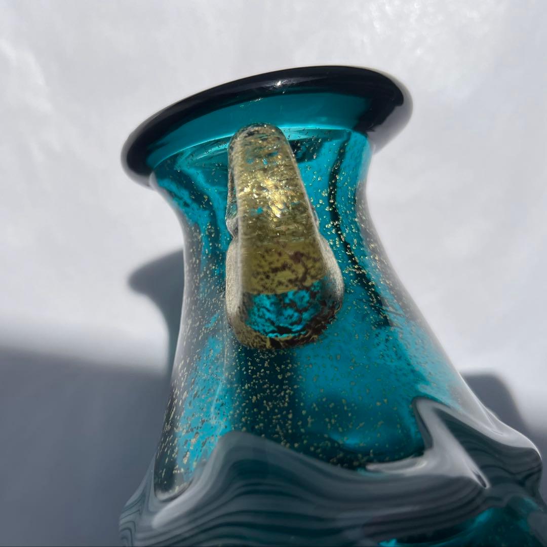 津軽びいどろ　花器　花瓶　津軽海峡　色ガラス　北洋硝子 (アデリア)