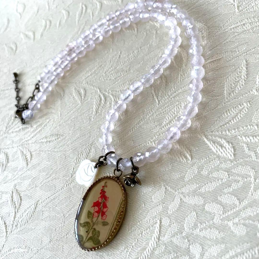 アンティーク　ヴィンテージ　水晶ネックレス　ハンドメイドペンダントトップ　英国製