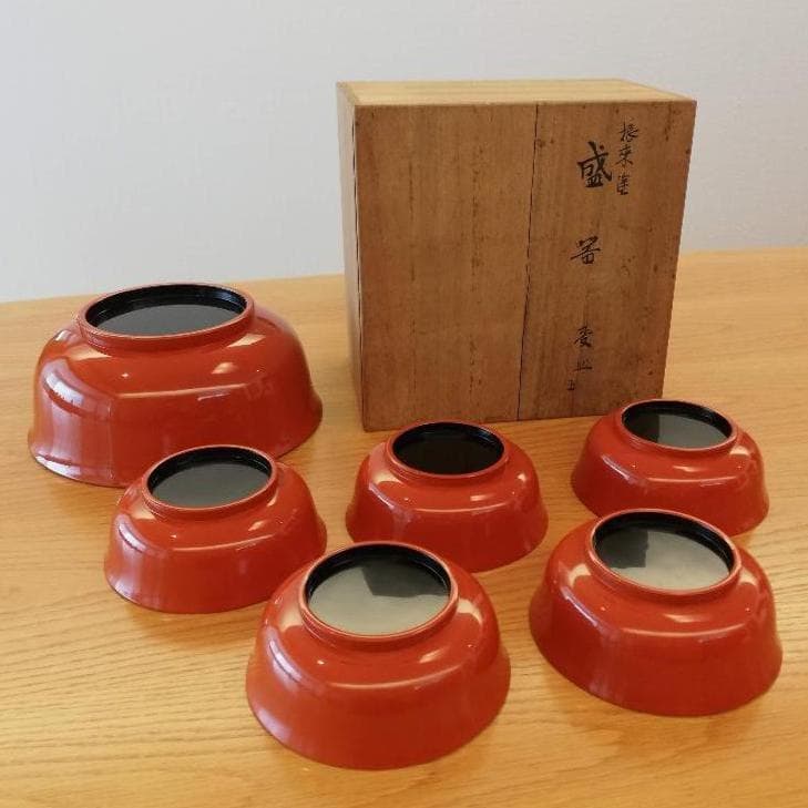 平安堂塗製　根来塗 盛器と受皿