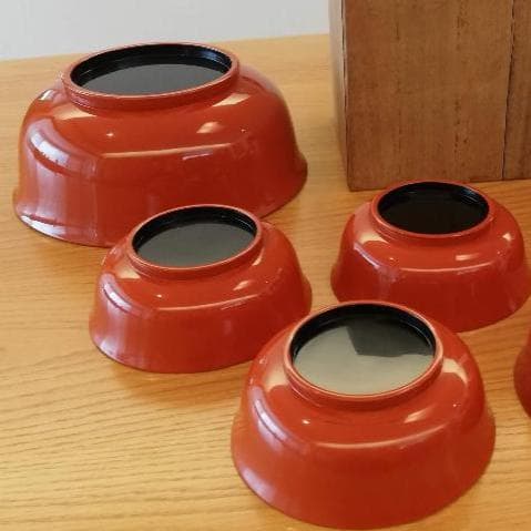 平安堂塗製　根来塗 盛器と受皿
