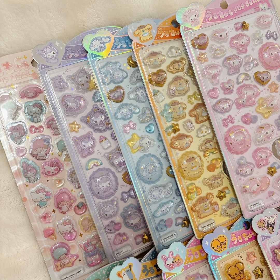 うるちゅるポップシール　サンリオ　なっとうちゃんおぱんちゅなど10枚