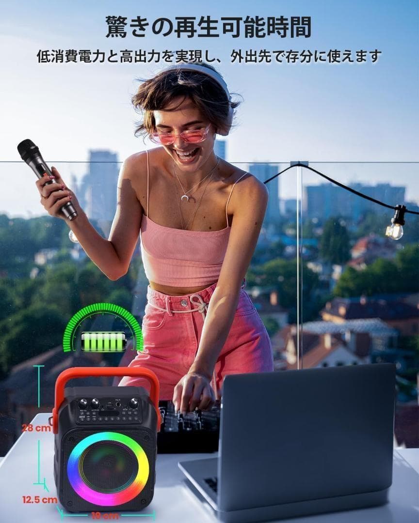 【M2307-133】家庭用カラオケセット Bluetooth5.0 マイク2本