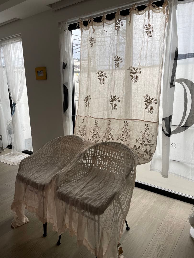 フランスビンテージ　リネンカーテン　新品