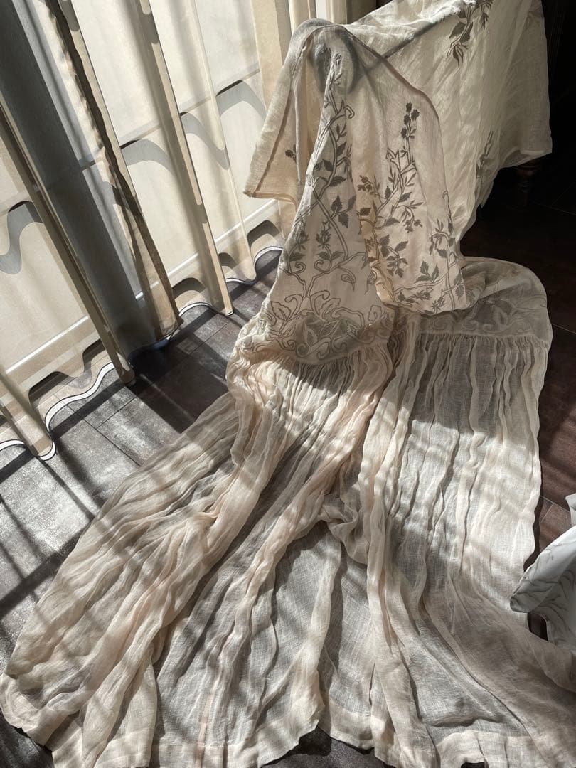 フランスビンテージ　リネンカーテン　新品