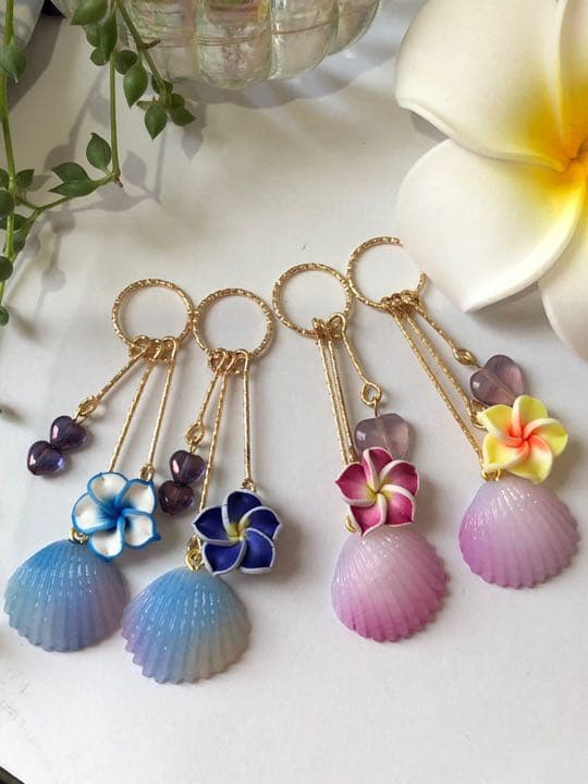 レイチェル専用♡シェル新作 BLUE ピアス イヤリング