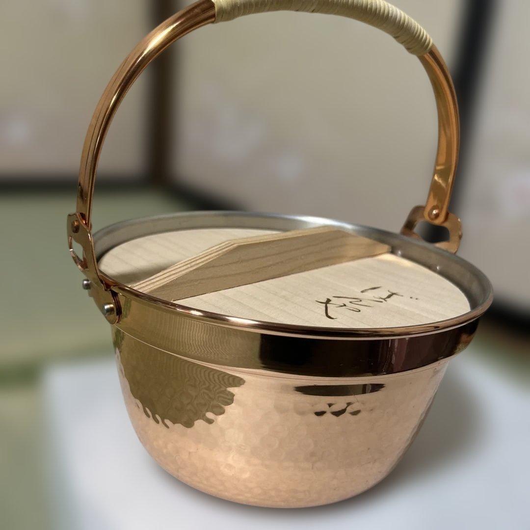 ばんや鍋　COPPER100 銅鍋　純銅　鍋　新品　未使用　木蓋付 山菜鍋