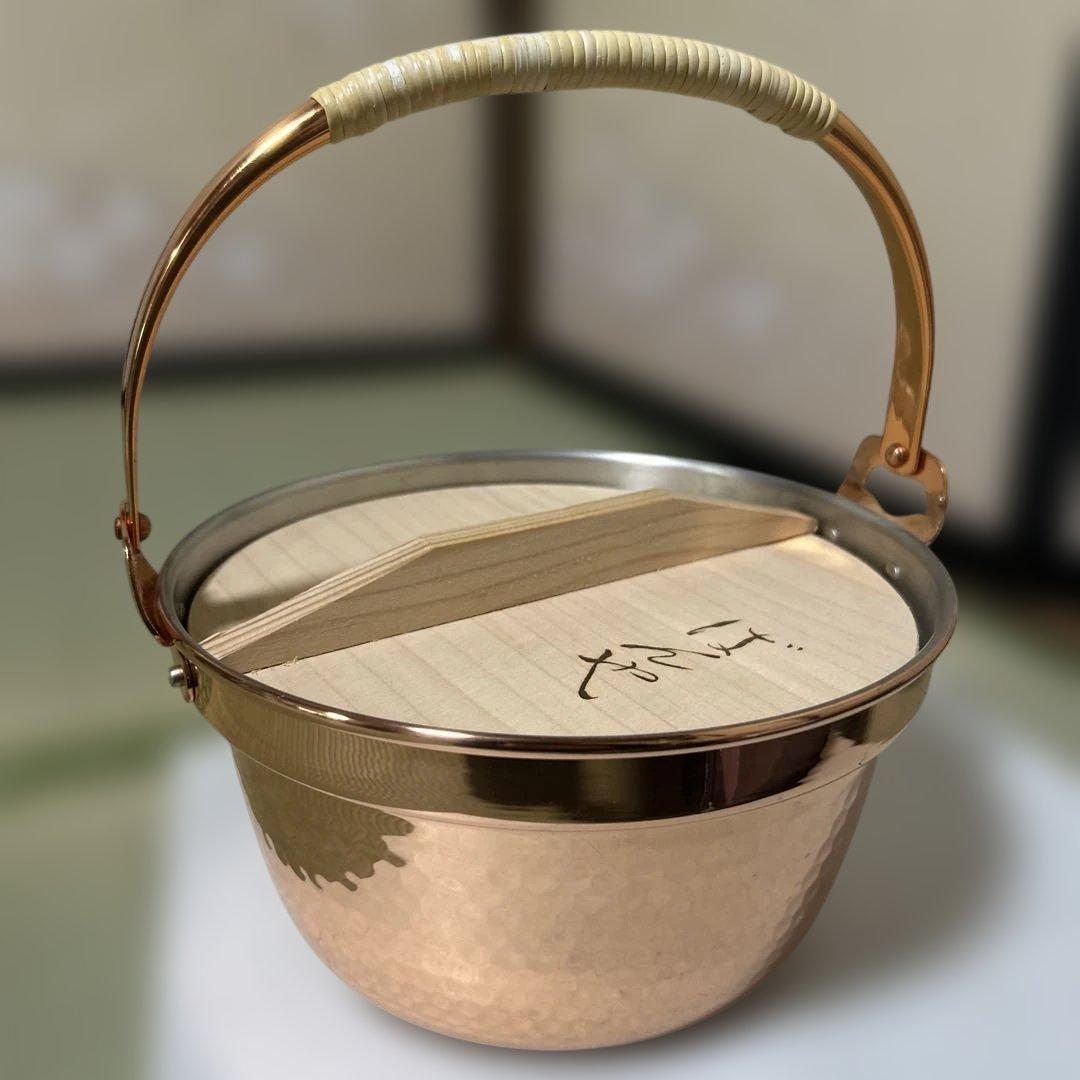 ばんや鍋　COPPER100 銅鍋　純銅　鍋　新品　未使用　木蓋付 山菜鍋