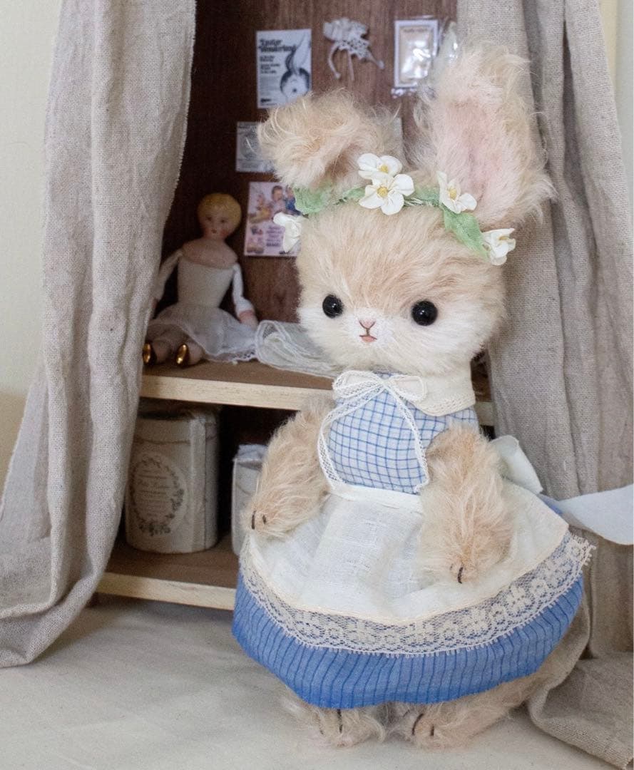 花畑好きなうさぎさん ぬいぐるみ アーティストベア 海外作家様 ハンドメイド