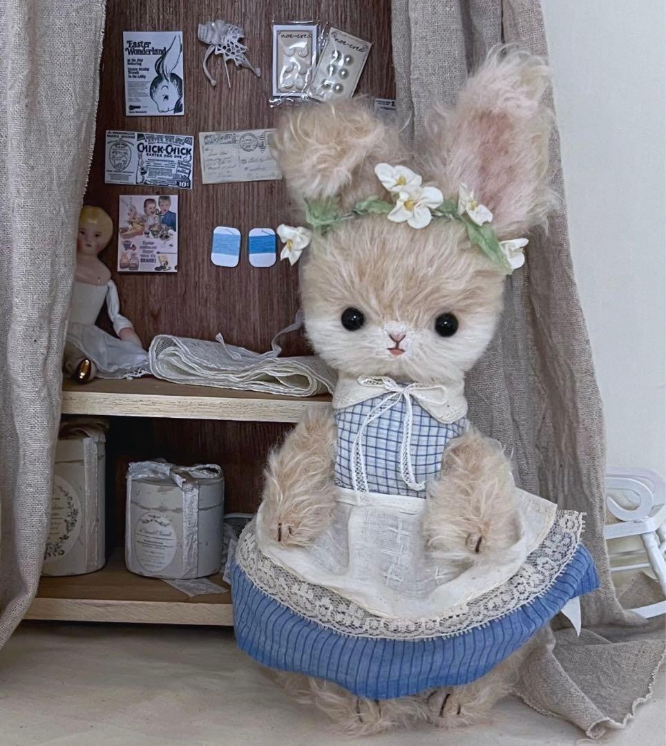 花畑好きなうさぎさん ぬいぐるみ アーティストベア 海外作家様 ハンドメイド