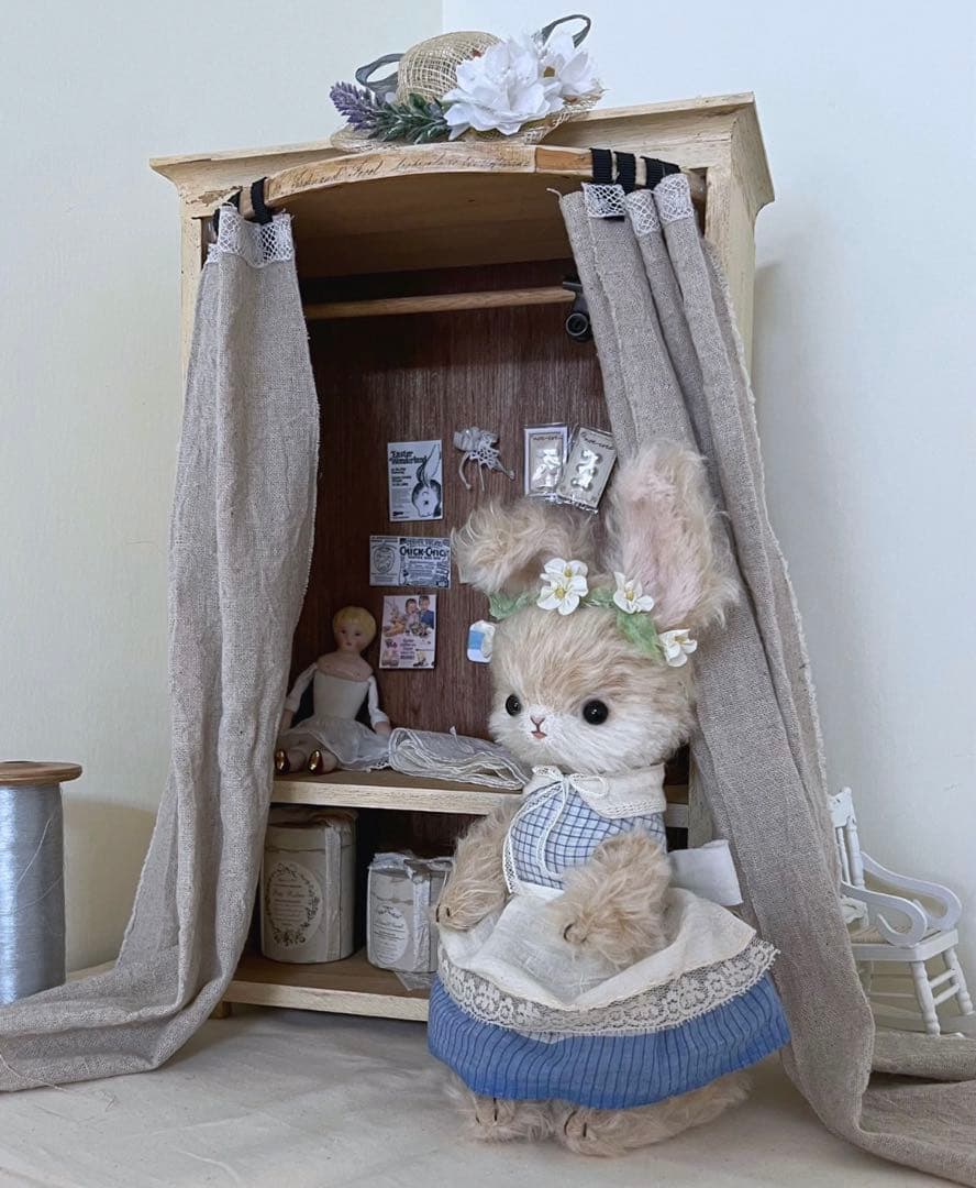 花畑好きなうさぎさん ぬいぐるみ アーティストベア 海外作家様 ハンドメイド