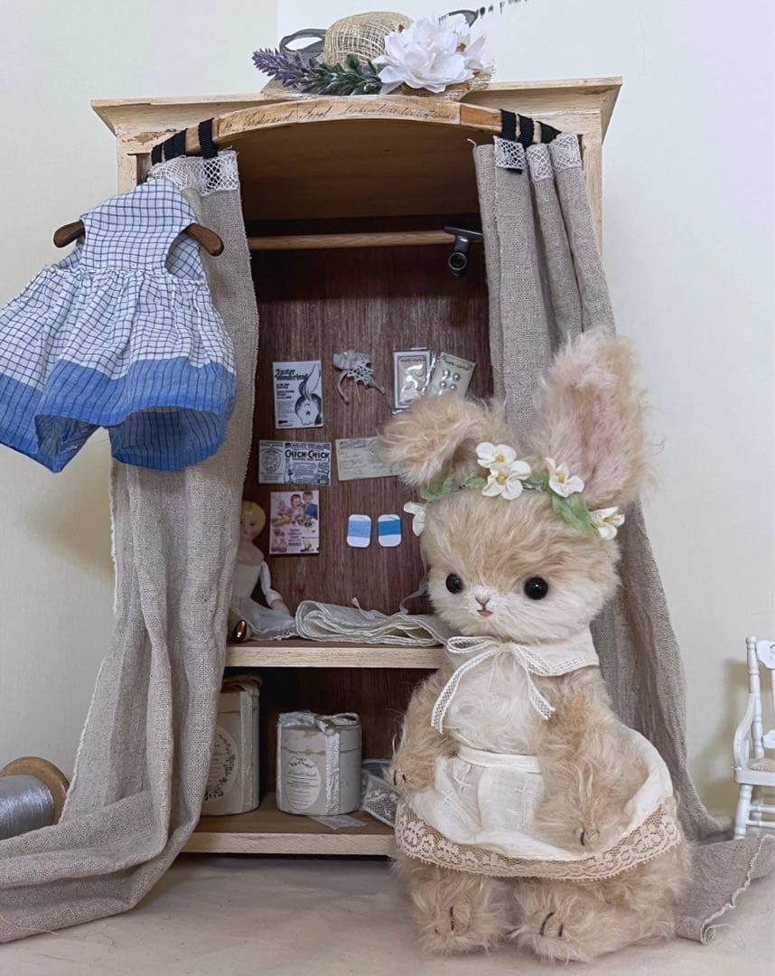 花畑好きなうさぎさん ぬいぐるみ アーティストベア 海外作家様 ハンドメイド