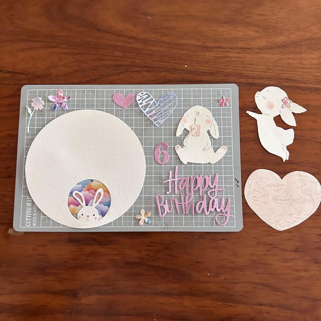 大きい　うさぎ　メッセージカード　ペーパークラフト　アルバム素材　色紙素材