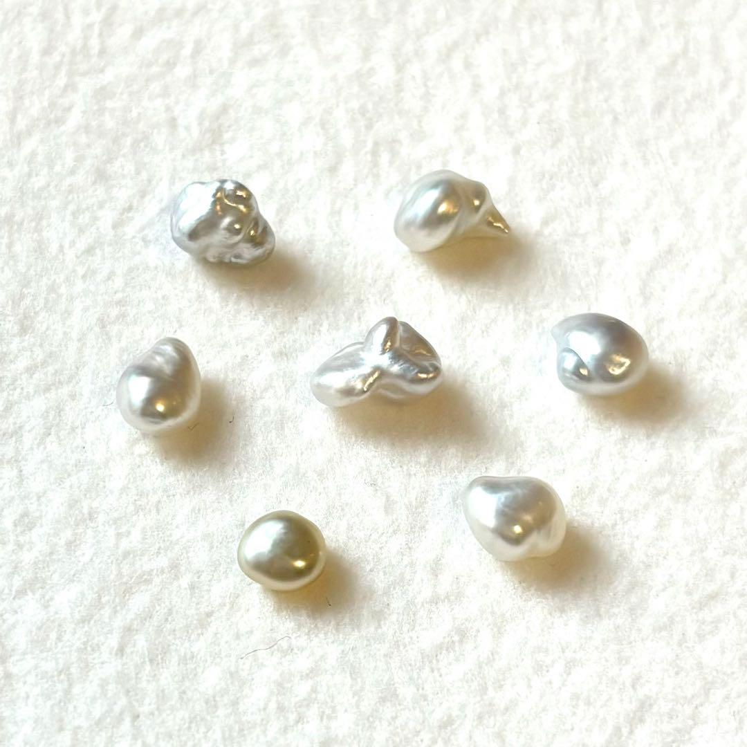 パール　ルース　南洋真珠　白蝶ケシ　７mm 変形　７pcs