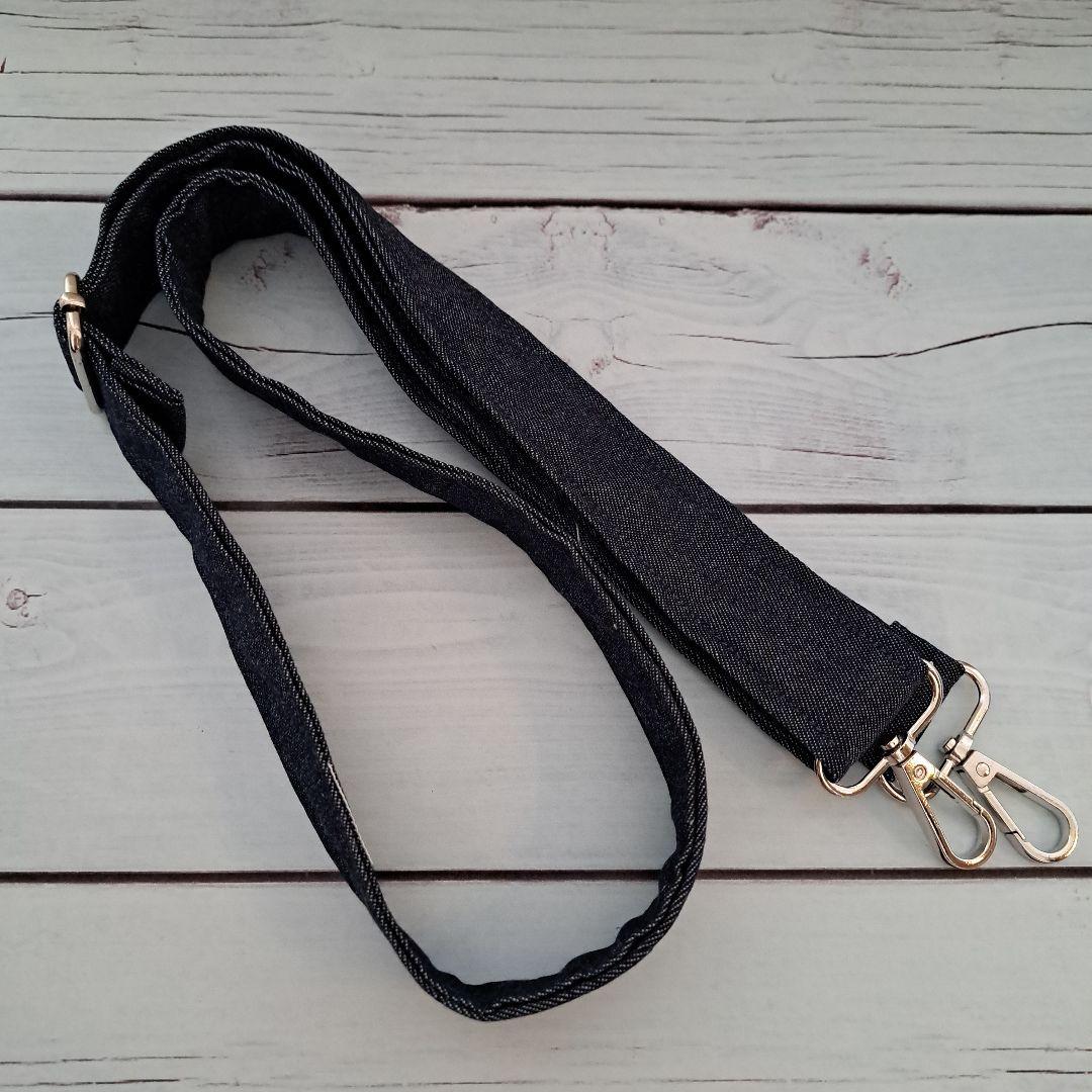 デニムリメイクバッグ　巾着トート　たっぷりフリル　オールデニム　ショルダー紐付