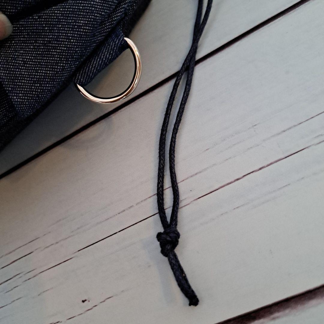 デニムリメイクバッグ　巾着トート　たっぷりフリル　オールデニム　ショルダー紐付