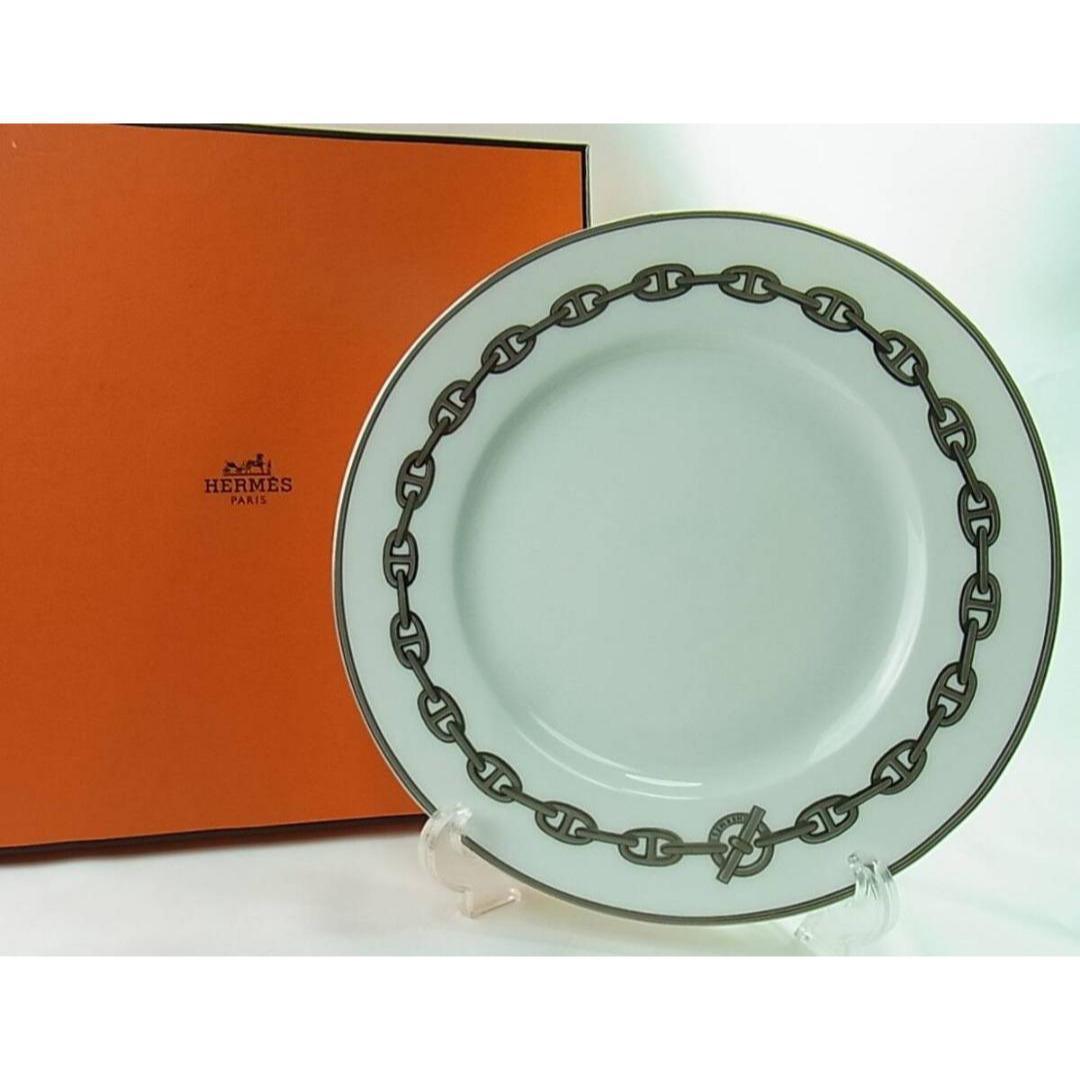 ◎正規未使用HERMSエルメスプレート皿シェーヌダンクルプラチナ22.5cm箱有