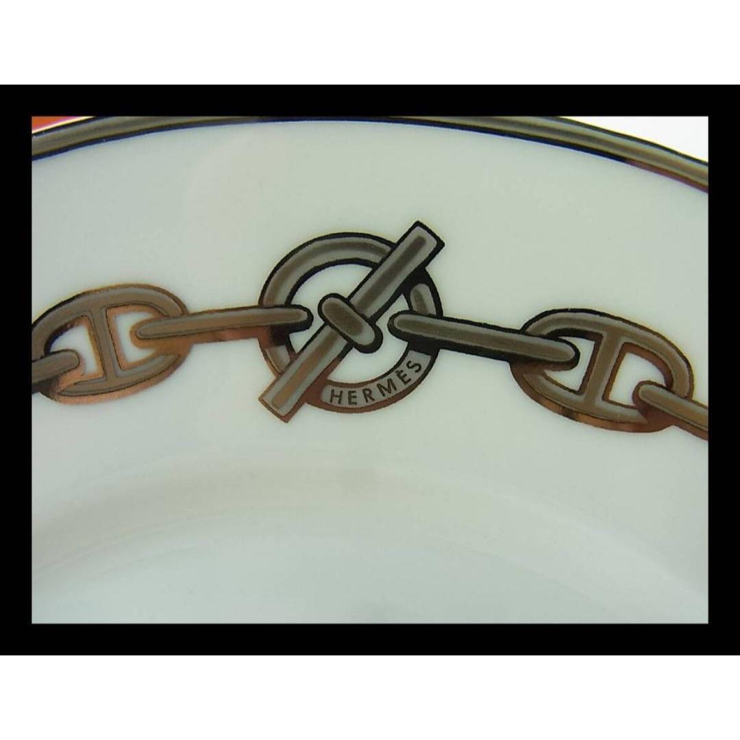 ◎正規未使用HERMSエルメスプレート皿シェーヌダンクルプラチナ22.5cm箱有