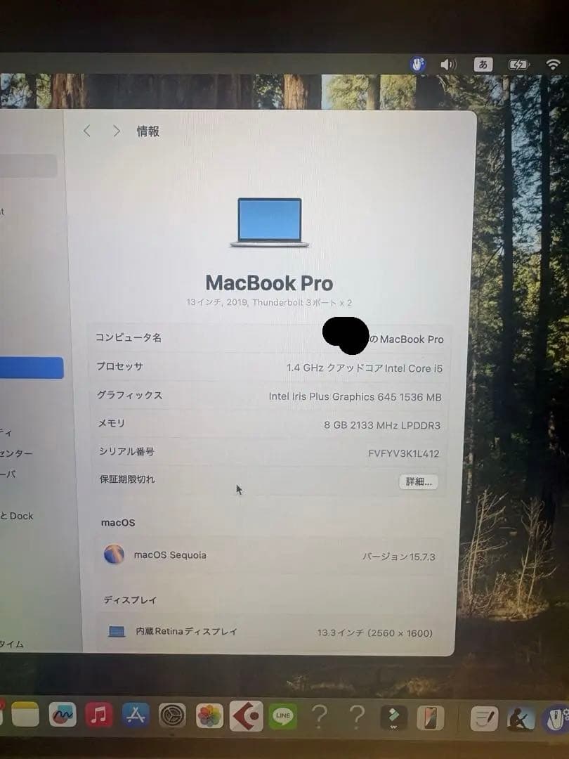 Apple MacBook Pro 2019年　シルバー 本体 充電器付き