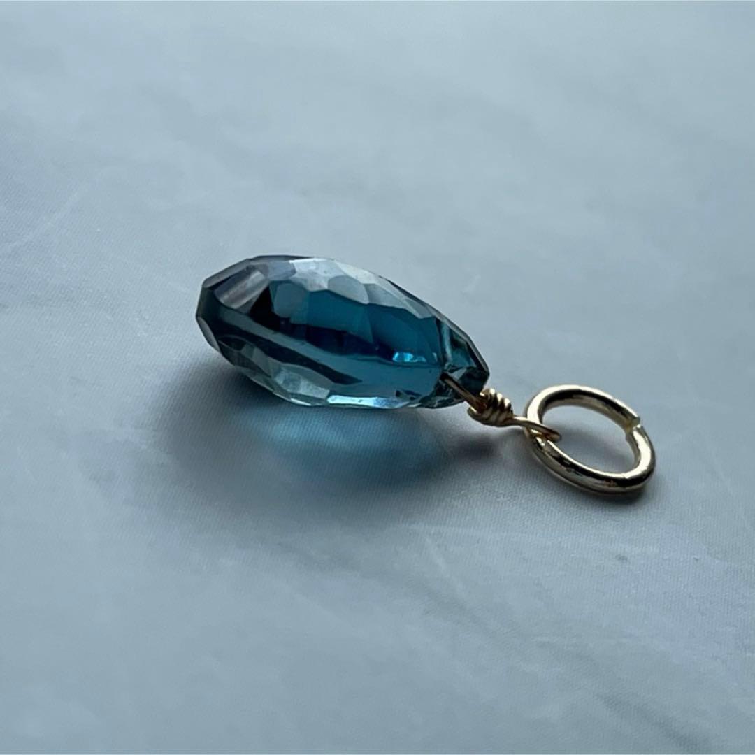 レア ディープブルー ロンドンブルートパーズ コンケーブ ペンダントトップ