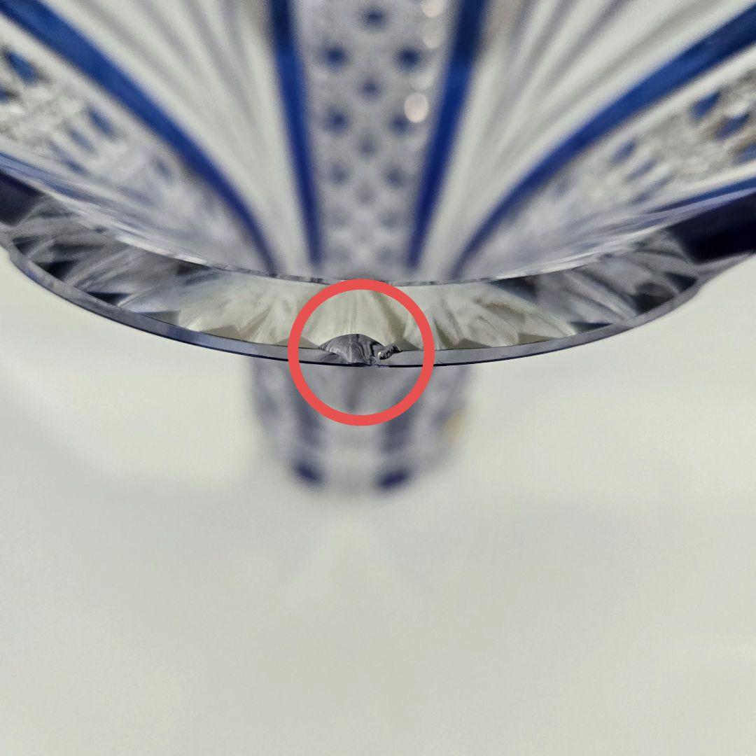 KAGAMI CRYSTAL 花瓶　江戸切子　笹っ葉に八角籠目紋