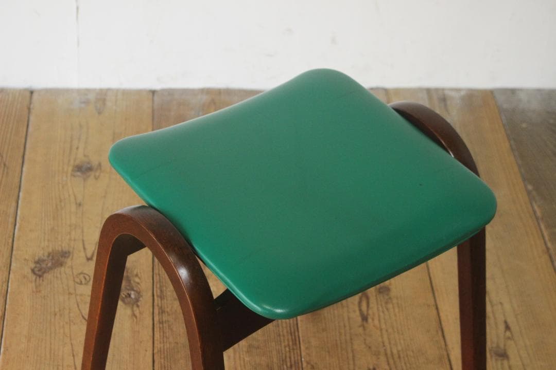 秋田木工 剣持勇 スタッキングスツール No.202 レトロ 曲げ木 椅子 緑