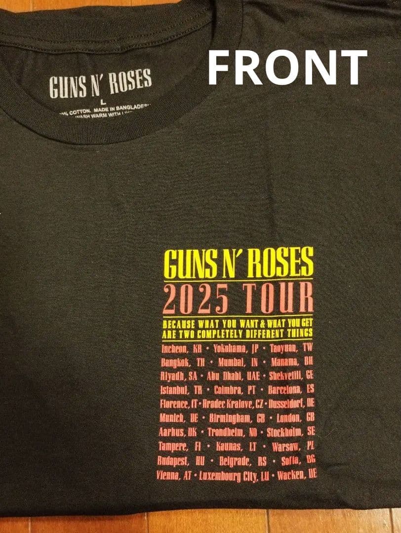 GUNS N' ROSES 2025横浜TourTシャツ Lサイズバックプリント