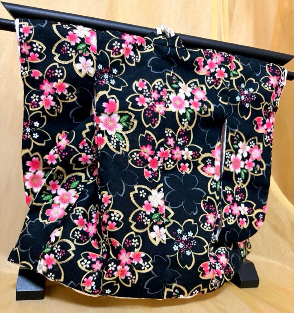 黒和柄ミニ和装（ミニ着物）