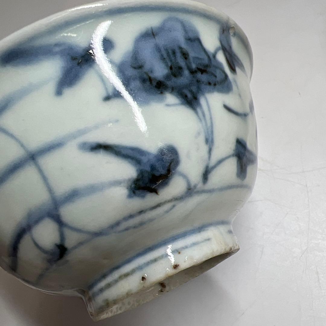 中国明時代　古染付鉢4客　　口径約12㎝　東Y7-1104☆2Fトヒオ