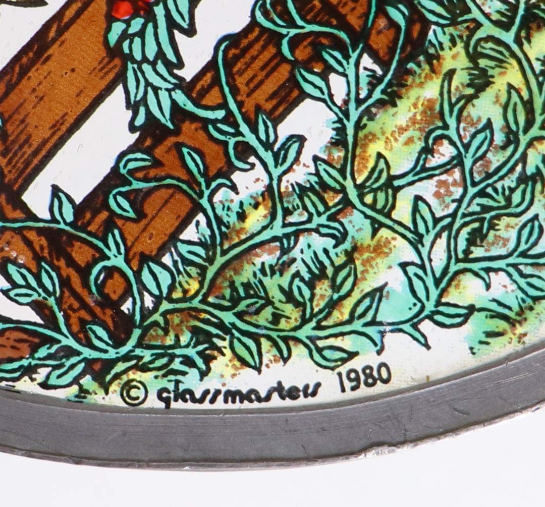 ユニコーンとオークの葉 ヴィンテージ ステンドグラス 天馬 白馬 タペストリー