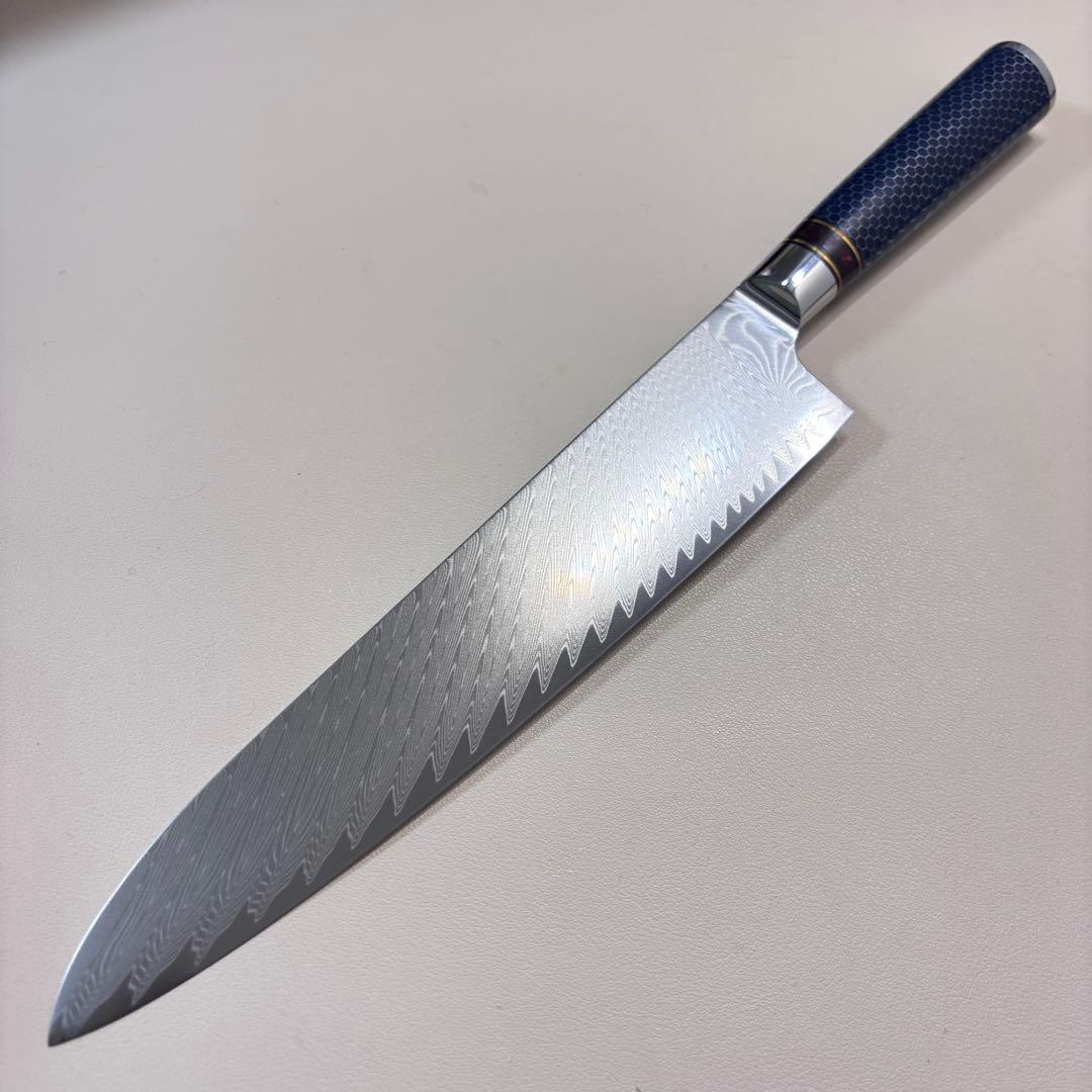 【新品】 240mm ダマスカスシェフナイフ ダマスカス牛刀　切れ味抜群~