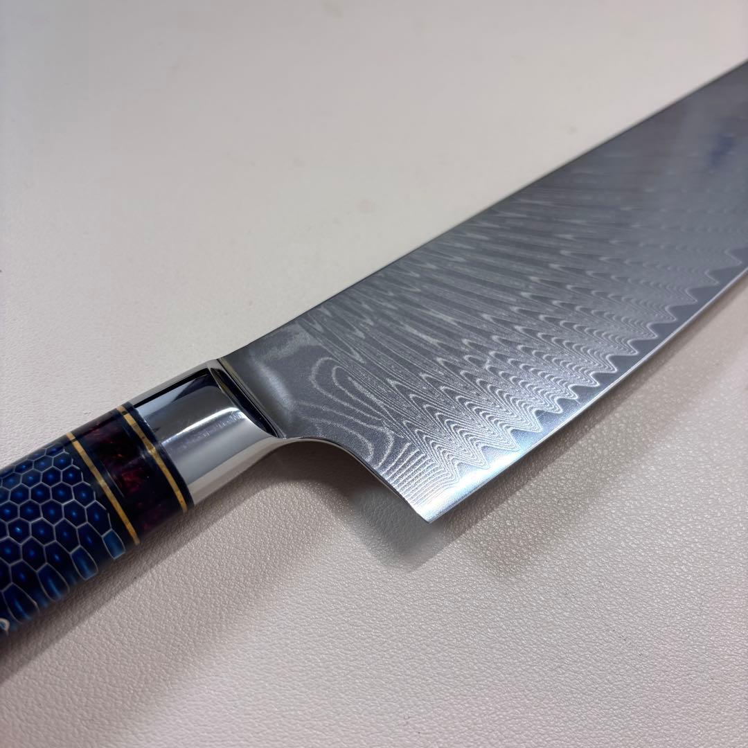 【新品】 240mm ダマスカスシェフナイフ ダマスカス牛刀　切れ味抜群~