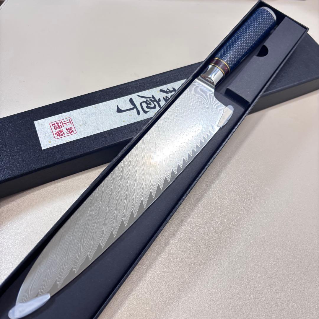 【新品】 240mm ダマスカスシェフナイフ ダマスカス牛刀　切れ味抜群~