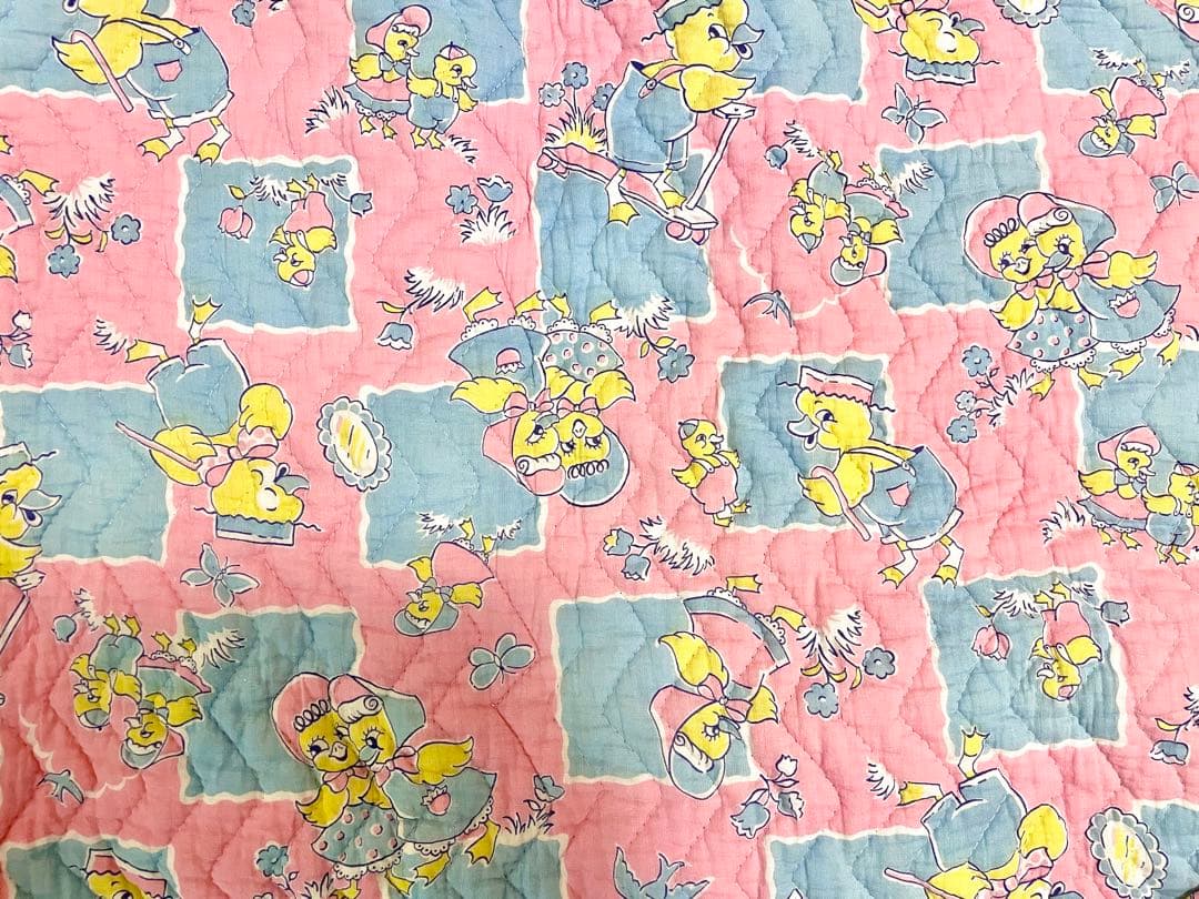 USAヴィンテージ キルティング タペストリー パッチワーク ヒヨコ親子柄