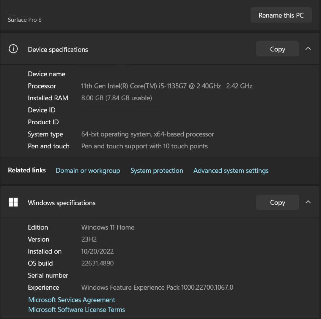 Microsoft Surface Pro 8 128GB ペンとキーボード付