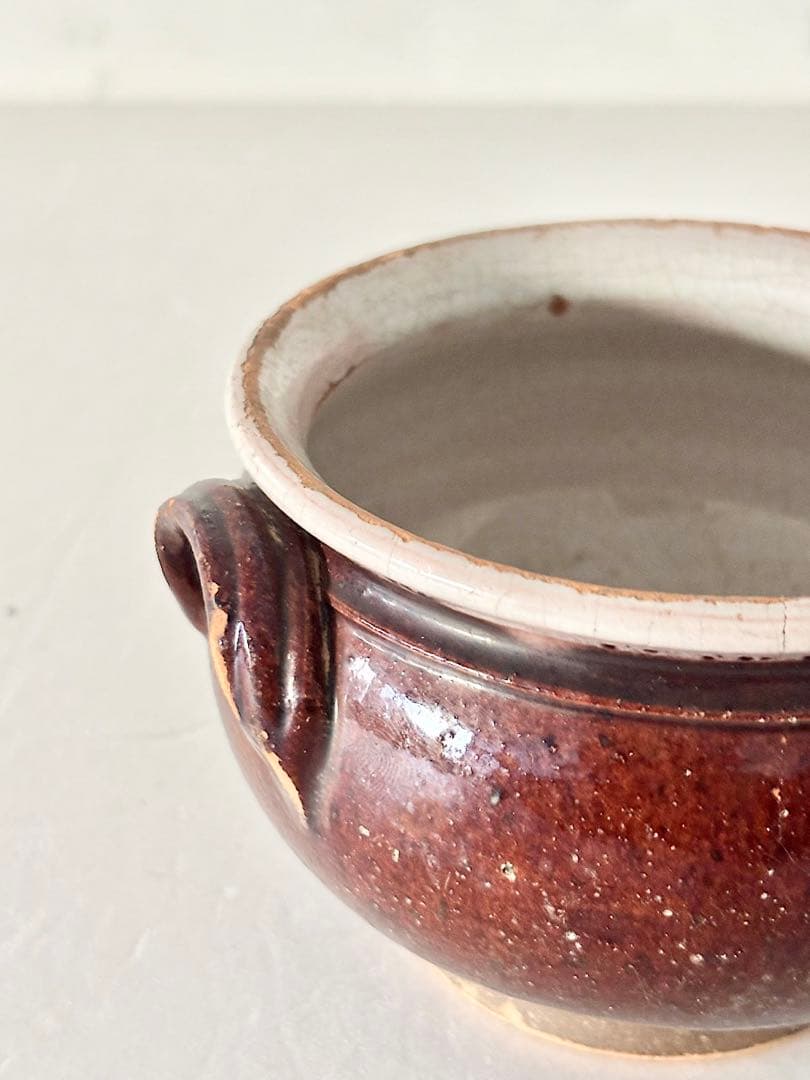 【フランスアンティーク】　CulNoir　ボウル　陶器　キュノワール　小　持ち手