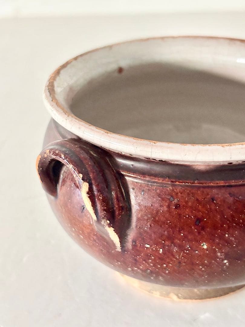 【フランスアンティーク】　CulNoir　ボウル　陶器　キュノワール　小　持ち手