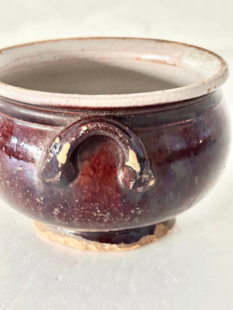 【フランスアンティーク】　CulNoir　ボウル　陶器　キュノワール　小　持ち手