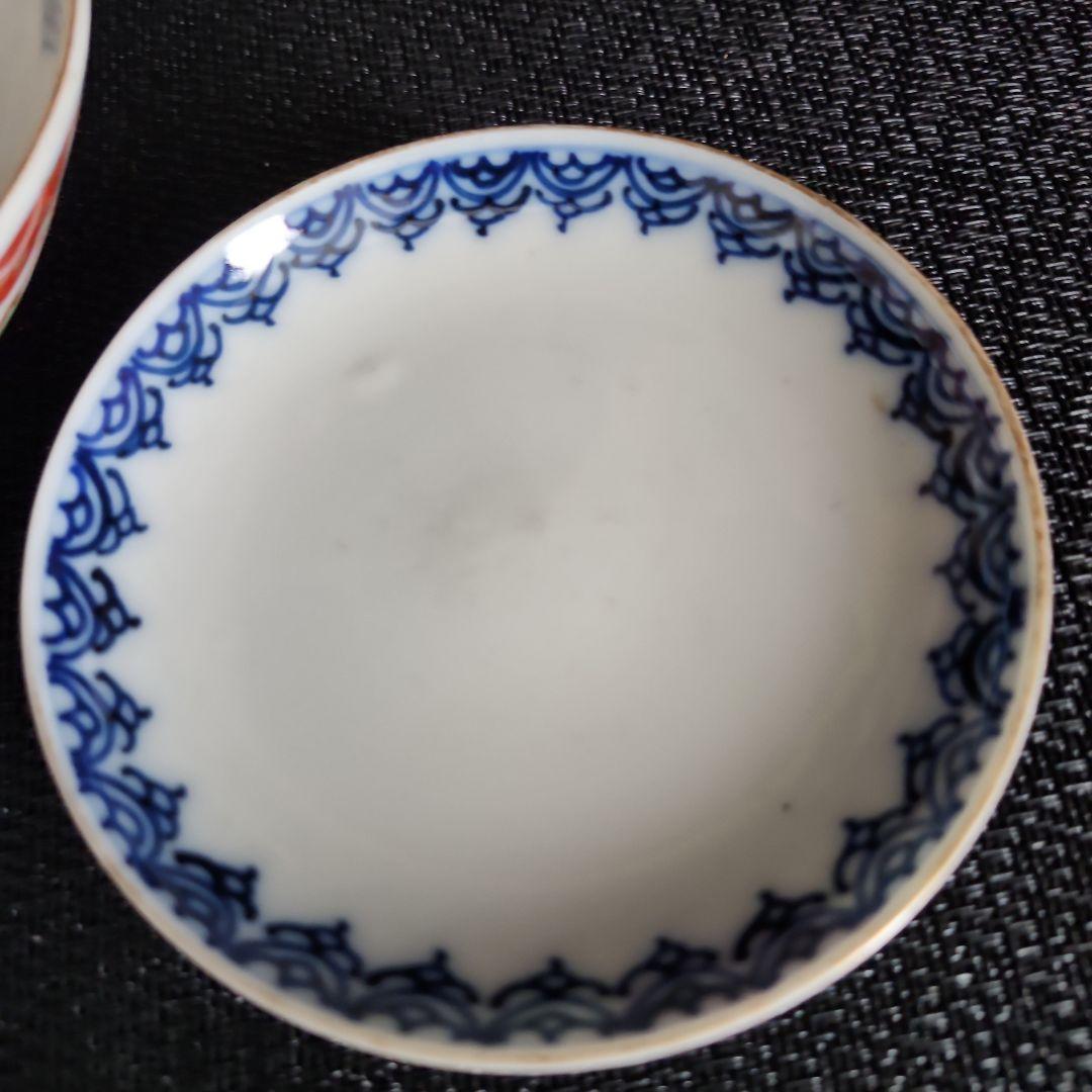 -19//t3　蓋茶碗　茶碗　金蘭手　錦手　瓔珞文　レトロ