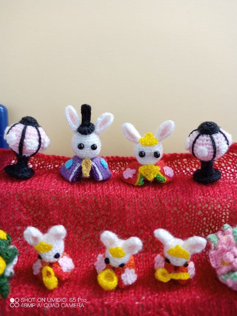 最終値下げ あみぐるみ ミニミニ うさぎお雛様一点物