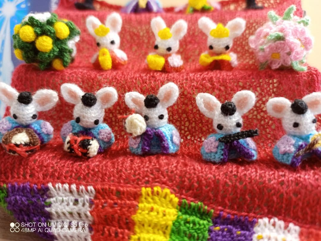 最終値下げ あみぐるみ ミニミニ うさぎお雛様一点物