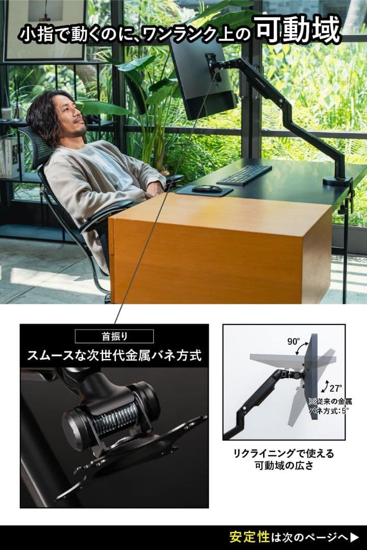 モニターアーム シングル 17～34インチ(3～11kg)対応