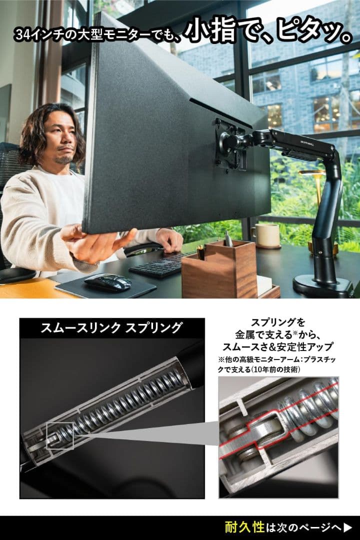 モニターアーム シングル 17～34インチ(3～11kg)対応