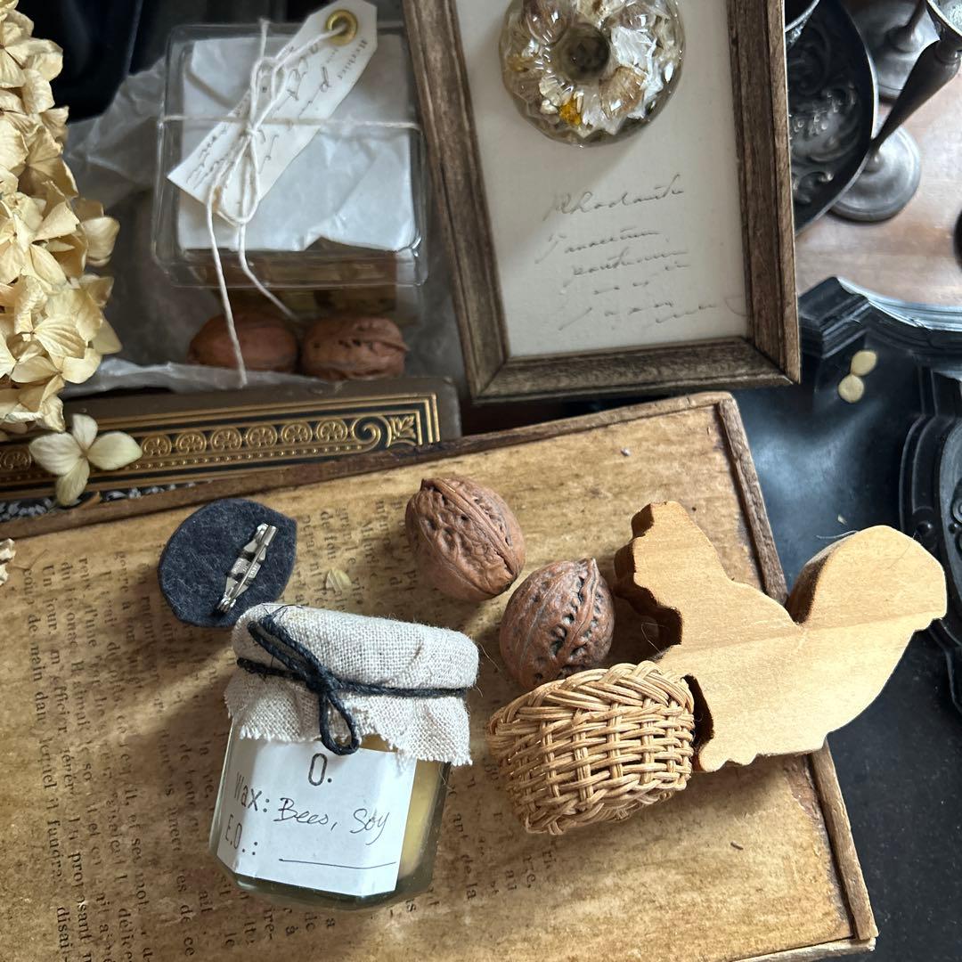 ソイ キャンドル くるみ ブローチ ミニかご セット