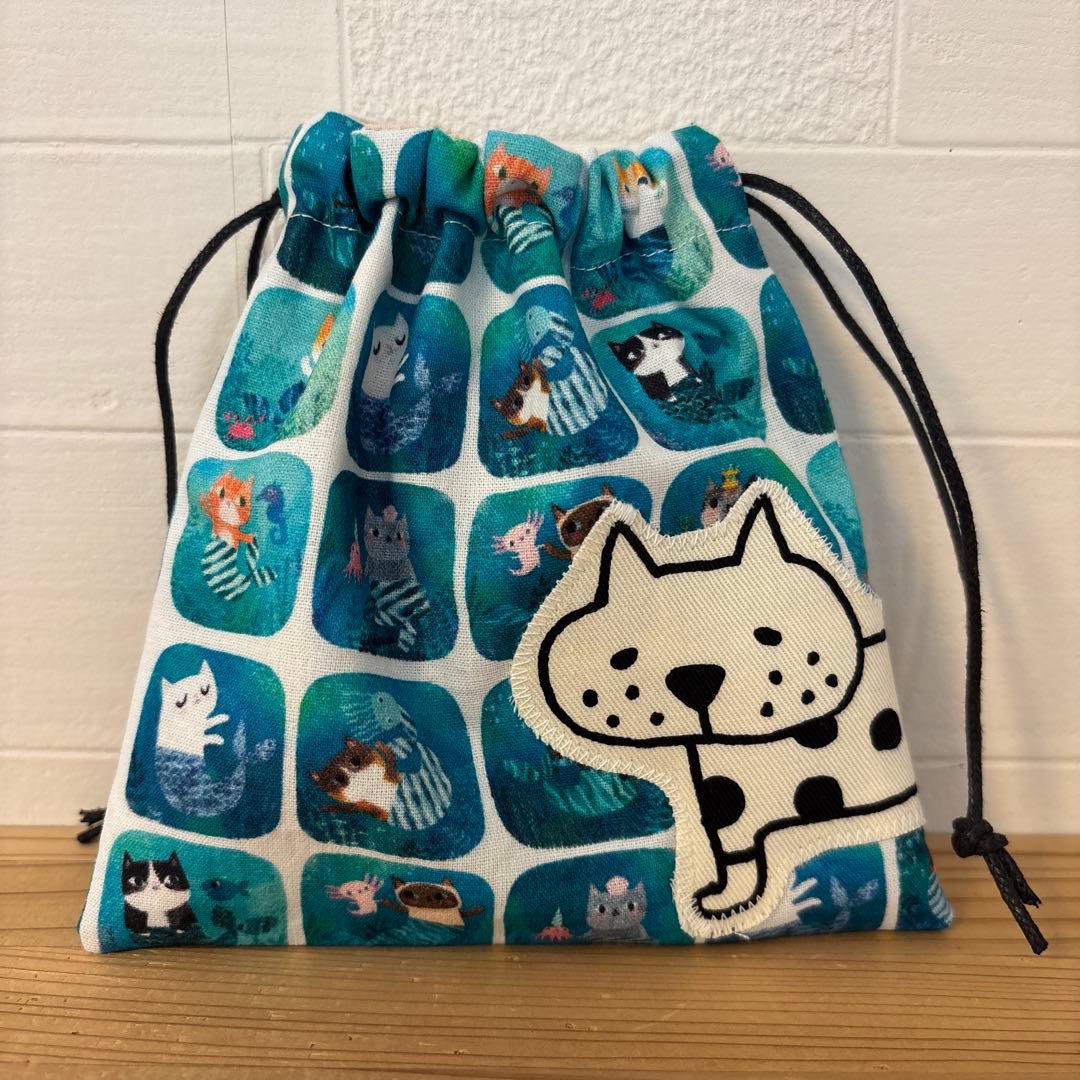 感謝価格　限定生地　ユキエモン　持ち手付16cmファスナーポーチ ハンドメイド