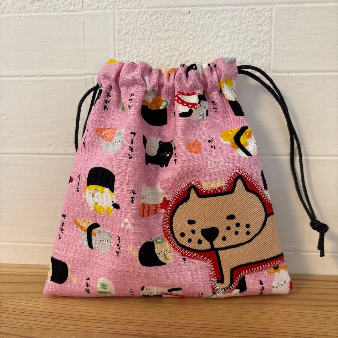 感謝価格　限定生地　ユキエモン　持ち手付16cmファスナーポーチ ハンドメイド