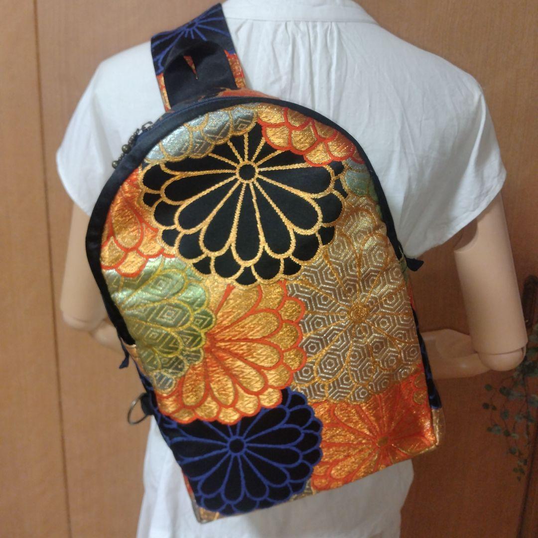 帯リメイク　ボディバッグc 着物メイク