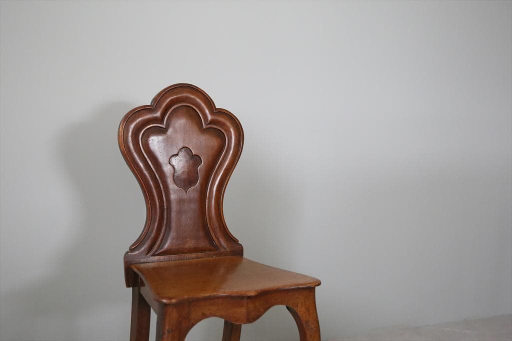 英国アンティーク木製ホールチェア/ダイニングイス椅子/飾り棚(83-281-1)